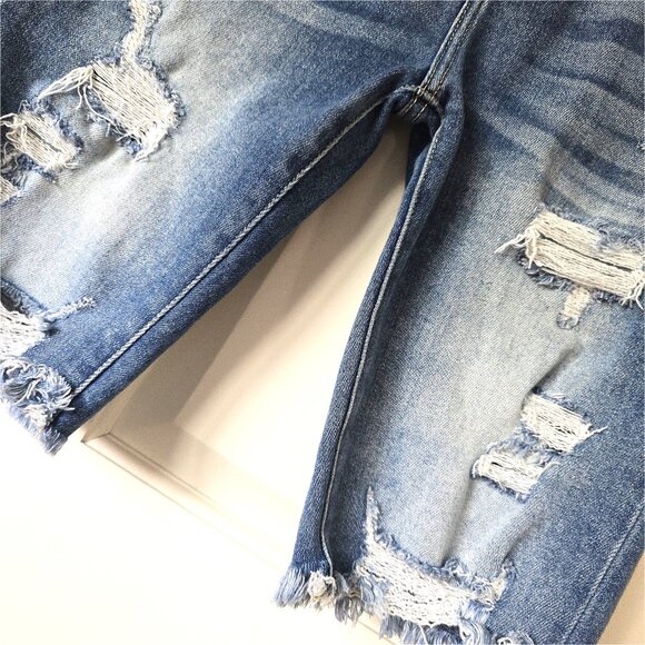 KANCAN The Buckle Distressed Denim Bermuda Jean Shorts 26 - Picture 8 of 15